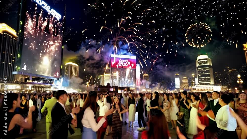 New Year Celebrations: Fireworks, countdowns, parties, and celebrations as the clock strikes midnight.