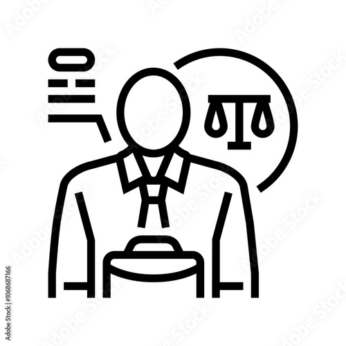 lawyer corporate law line icon vector. lawyer corporate law sign. isolated contour symbol black illustration