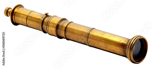 PNG Antique old spyglass white background ammunition telescope.