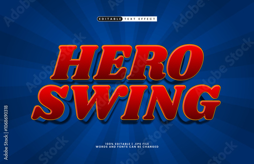 hero swing editable text effect with a kids and play text style