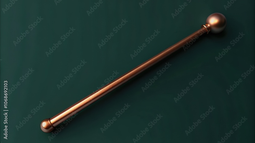 Copper Rod with Spherical Ends on a Green Background Copper Rod with Spherical Ends on a Green Background