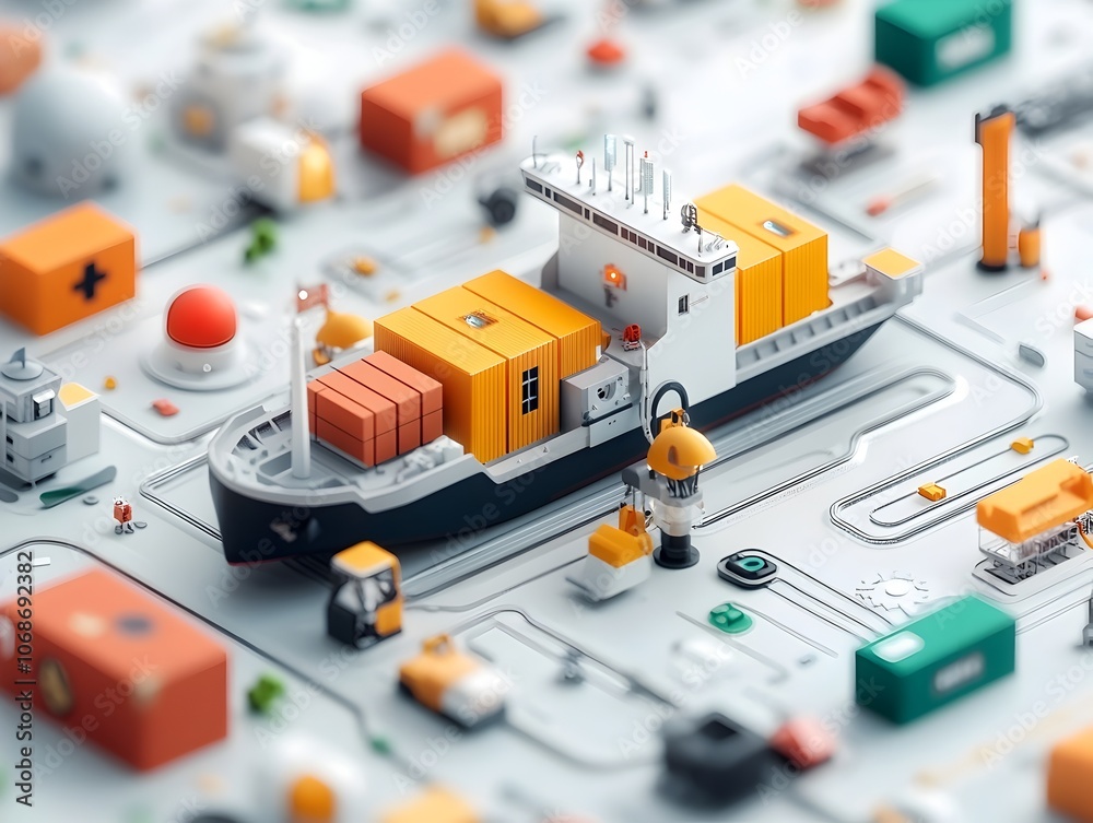 Futuristic AI driven global supply chain management platform with autonomous cargo ships robotic loading cranes and intelligent logistics centers featuring holographic control interfaces Futuristic AI driven global supply chain management platform with autonomous cargo ships robotic loading cranes and intelligent logistics centers featuring holographic control interfaces