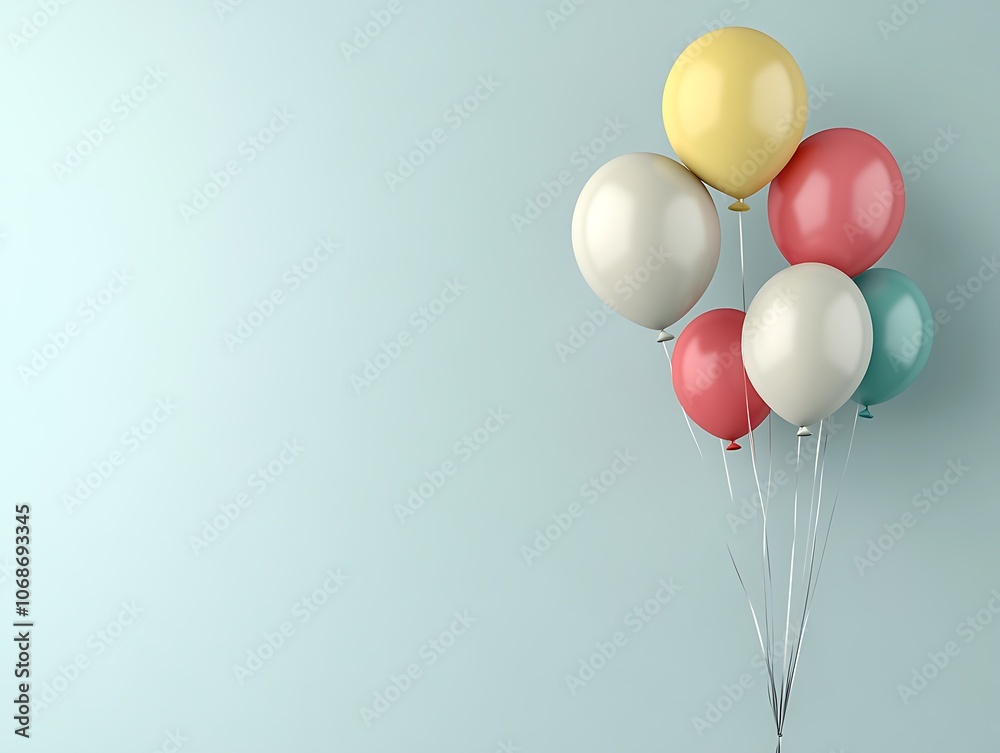Colorful Balloons Against a Light Blue Background Colorful Balloons Against a Light Blue Background