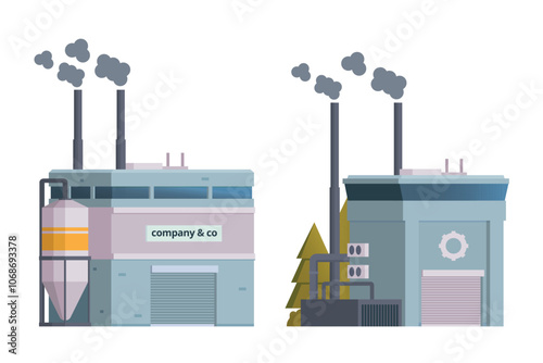 Factory building vector illustration, element for city, infographic and industry illustration