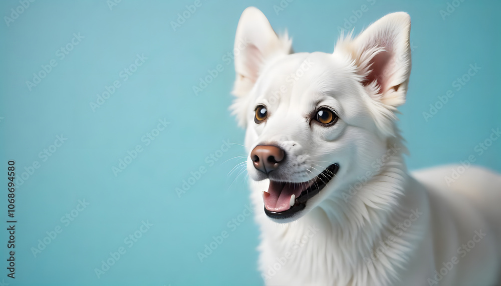 Portrait of a dog with healthy fur against a bright studio background Portrait of a dog with healthy fur against a bright studio background