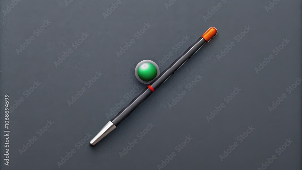 A Black Pen with a Green and Silver Tip Resting on a Gray Surface