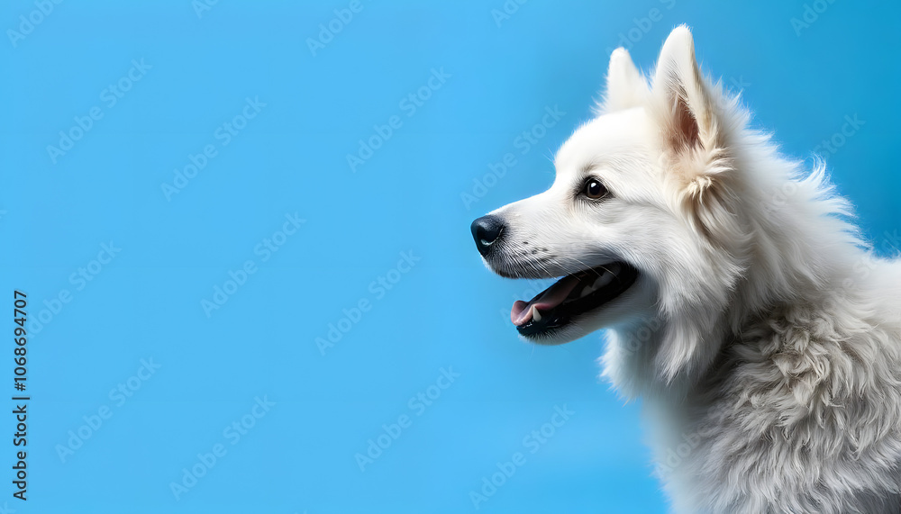 Portrait of a dog with healthy fur against a bright studio background Portrait of a dog with healthy fur against a bright studio background