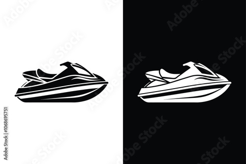Jet ski Icon on White Background Vector Art Illustration on white background.	