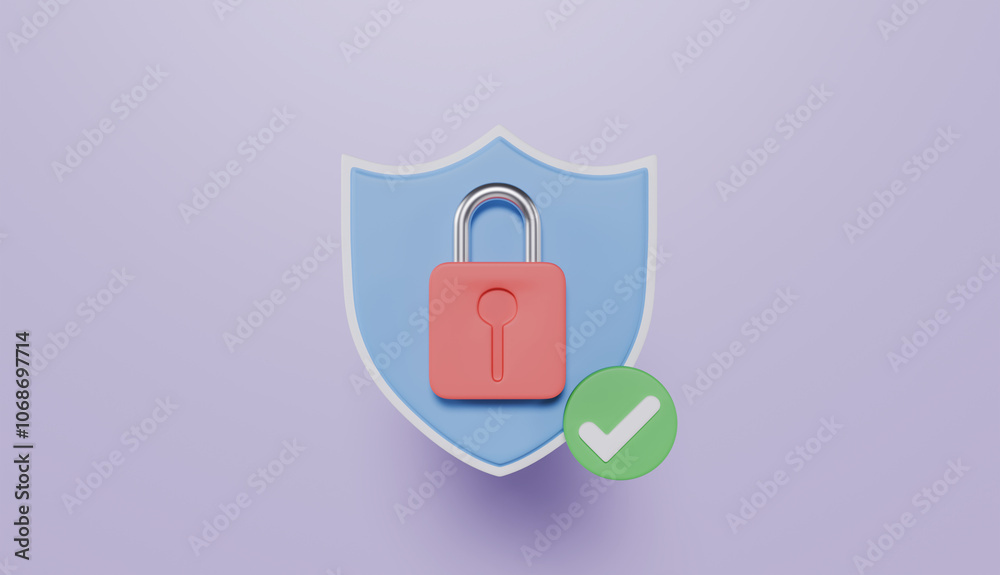 Shield protection icon with padlock and check mark Security Protection guard shield cyber security safety password Concept Shield protection icon with padlock and check mark Security Protection guard shield cyber security safety password Concept