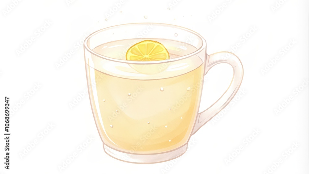 A Glass Mug Filled With Yellow Lemonade and a Lemon Slice A Glass Mug Filled With Yellow Lemonade and a Lemon Slice