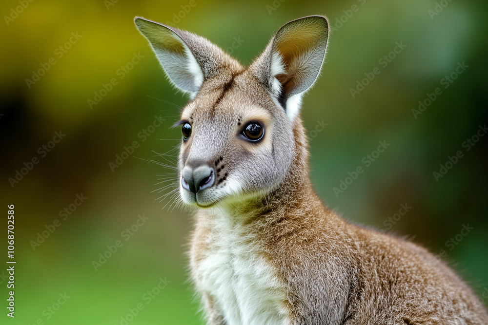 Baby kangaroo is standing in a grassy field Baby kangaroo is standing in a grassy field