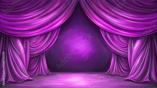 Purple Stage Curtains with Draped Fabric