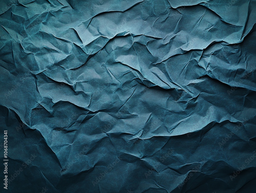 Fototapeta premium Crumpled blue-gray paper background with subtle gradient shading and soft wrinkles, adding depth and texture for a professional feel