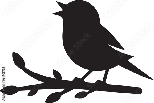 chirping bird silhouette vector art illustration