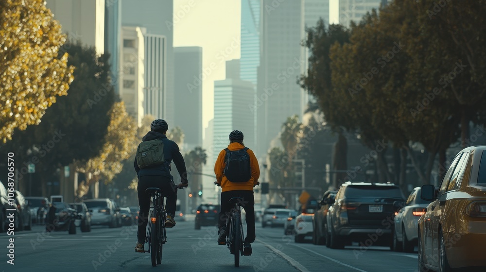 Naklejka premium Urban Biking Adventure in City Landscape