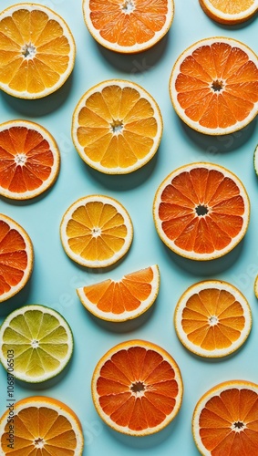 Bright citrus slices background for a fresh energizing look