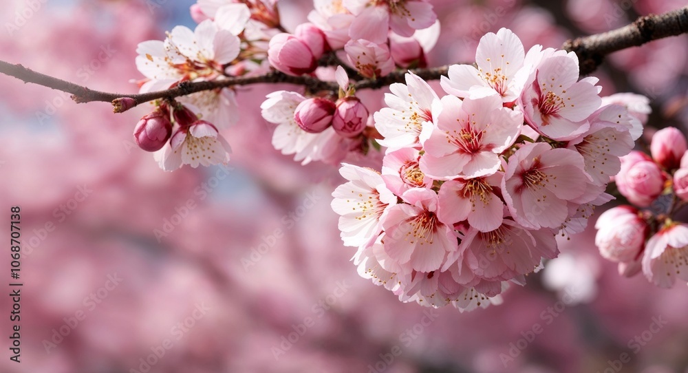 Cherry blossom background with soft pink petals for romance Cherry blossom background with soft pink petals for romance