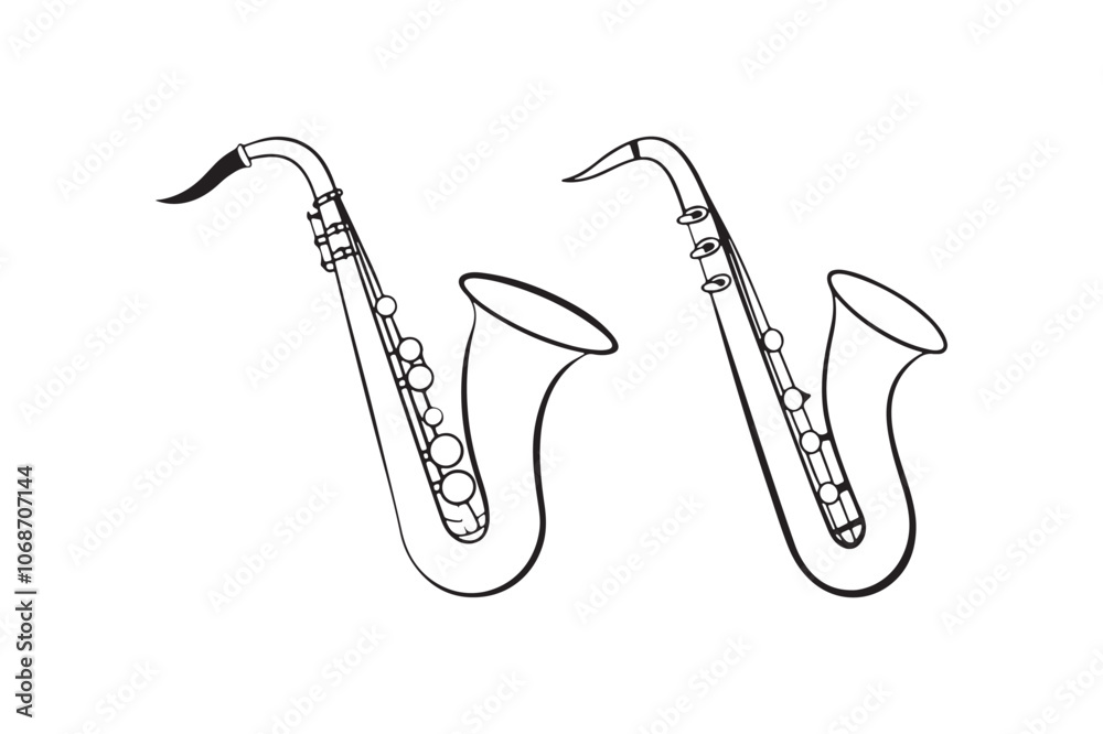 Fototapeta premium Saxophone Silhouette vector illustration, Saxophone Silhouette Bundle