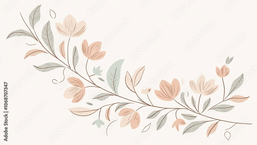 Fototapeta premium Illustration of a minimalist flower drawing