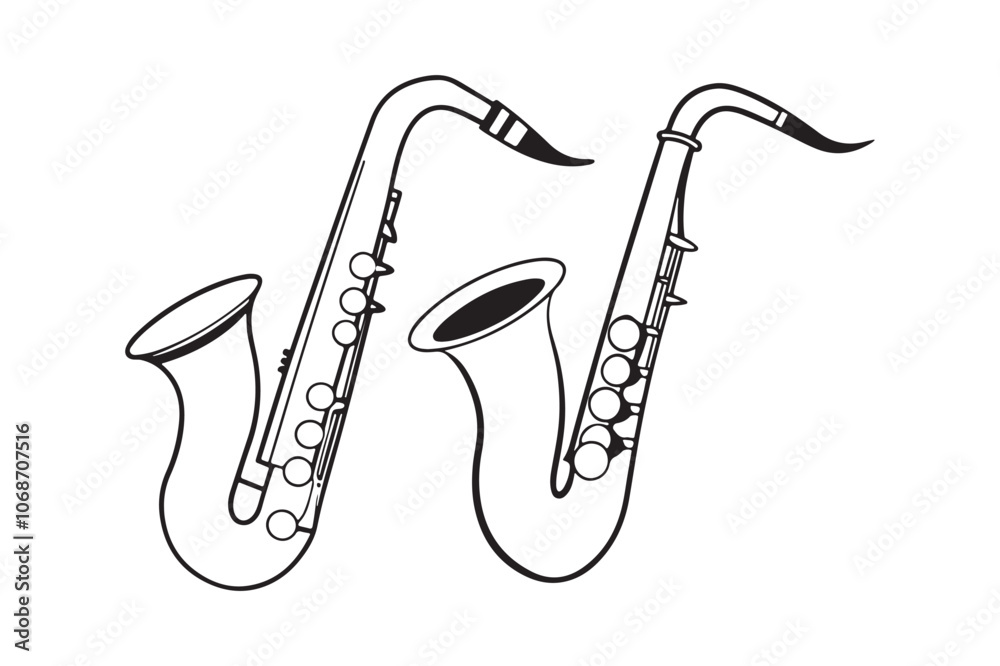 Naklejka premium Saxophone Silhouette vector illustration, Saxophone Silhouette Bundle 