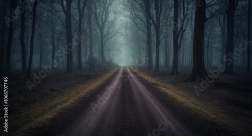 Dark forest path background with moody tones for mystery