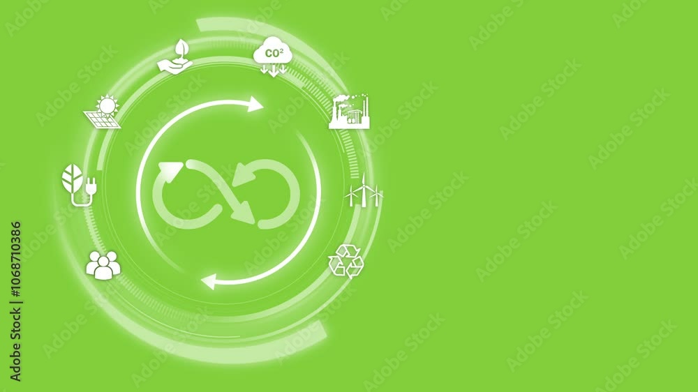 Circular economy concept for future business growth and environmental sustainability and reduce pollution for future business and environmental growth.Isolated on green background Circular economy concept for future business growth and environmental sustainability and reduce pollution for future business and environmental growth.Isolated on green background
