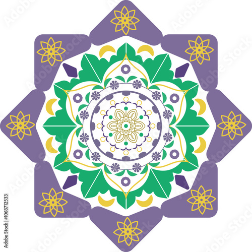 Vibrant Geometric Mandala Design vector art illustration