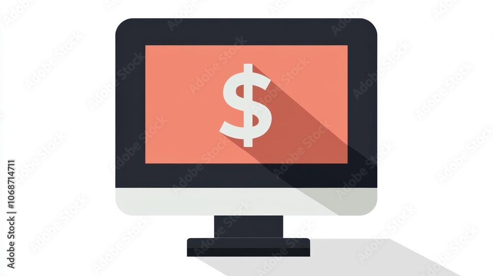 Icon of Computer with Dollar Sign on Screen Icon of Computer with Dollar Sign on Screen