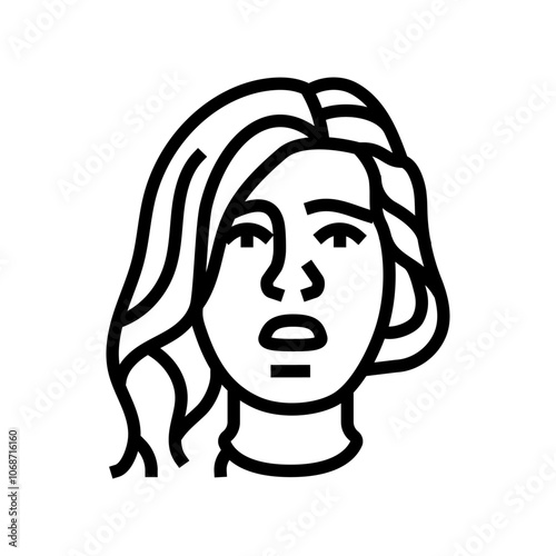 worry woman expression line icon vector. worry woman expression sign. isolated contour symbol black illustration