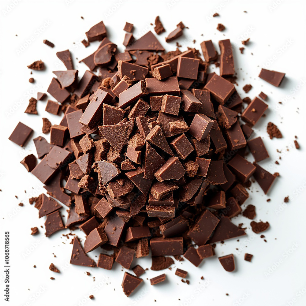 Fototapeta premium Chocolate thins with white cream filling isolated on white,Chocolate Covered Caramels Sprinkled with Sea Salt