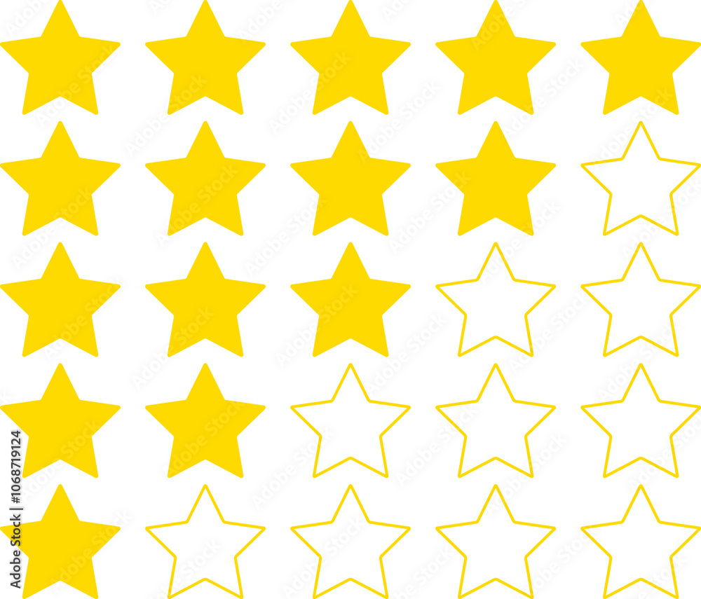 Fototapeta premium Five stars quality rating icon.