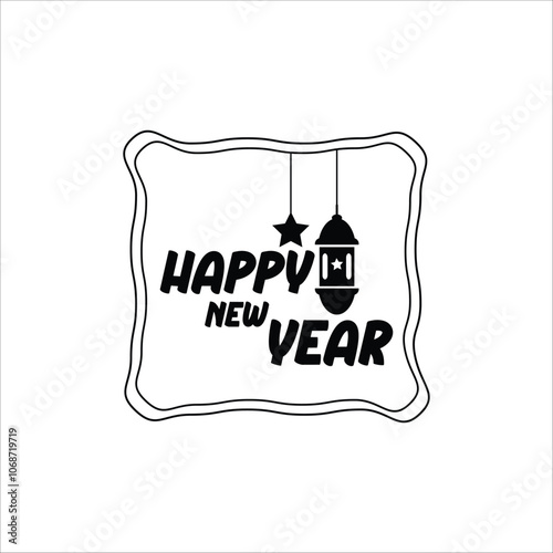 Happy new year logo new year typography