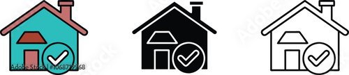 House Icon Set, Approved, Checkmark, Home, Design
