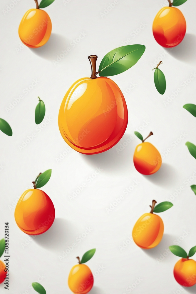 Minimalist Mango Logo on a White Background in Orange and Red Tones Minimalist Mango Logo on a White Background in Orange and Red Tones