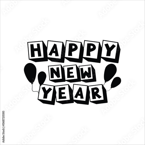 Happy new year logo new year typography