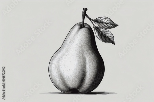 Obraz na płótnie Linear Pear Illustration on a White Background in a Minimalist Style, Suitable for Logo w salonie