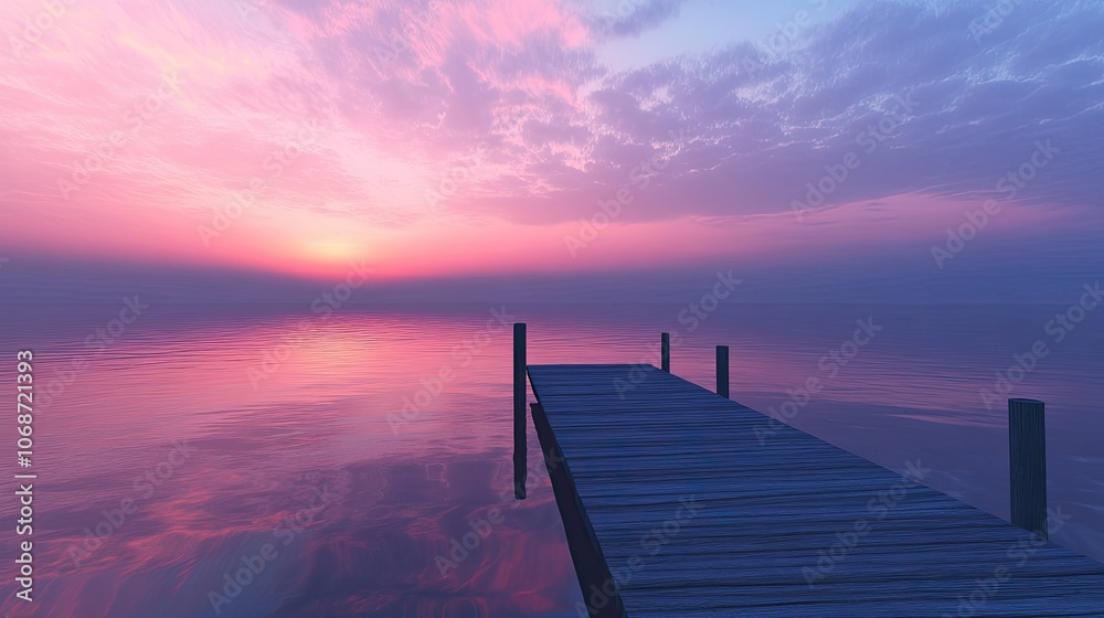 Obraz premium Serene Sunset Over Calm Waters