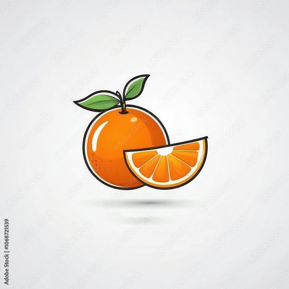 Minimalist Orange Logo on a White Background, a Bright Orange Icon Symbolizing Freshness