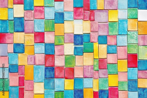 Colorful square mosaic in oil painting style.