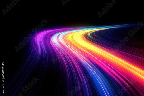 Vibrant Abstract Curved Shapes on Black