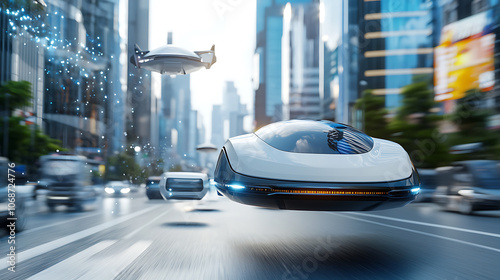 Revolutionizing urban transportation with hovercrafts and automated vehicles for a sustainable skyline photo