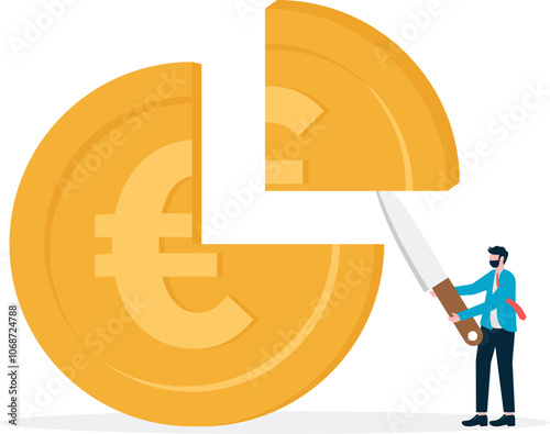 Businessmen divide the euro cake.

