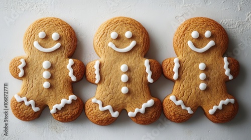 traditional gingerbread man cookie, artfully crafted and isolated on a bright white background, capturing the essence of holiday baking with a whimsical and festive touch