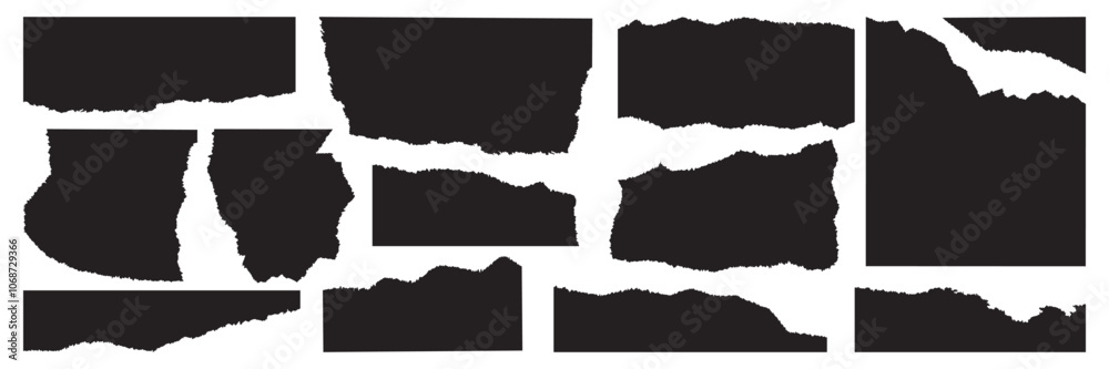 Realistic template of torn sheets of paper, newspapers, postcards with uneven texture. Vector. Realistic template of torn sheets of paper, newspapers, postcards with uneven texture. Vector.
