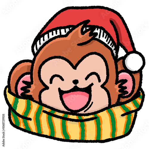 Cute Monkey Christmas Animal Cartoon Character