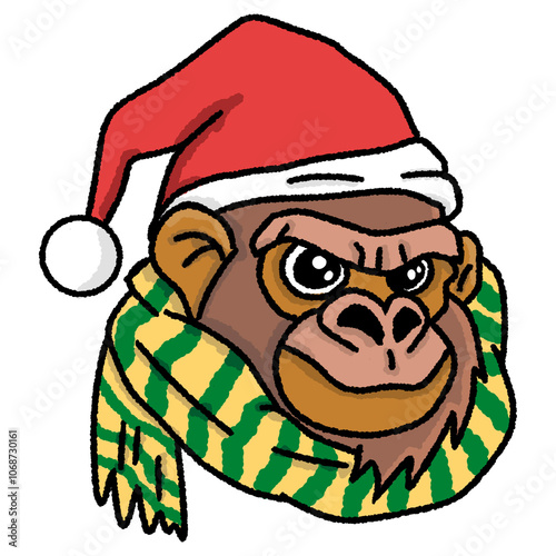 Cute Gorillas Christmas Animal Cartoon Character