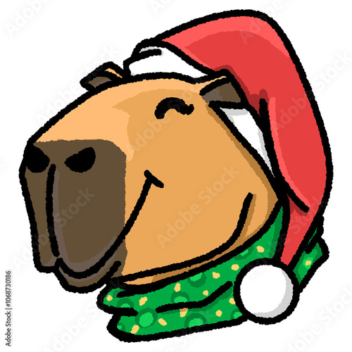 Cute Capybara Christmas Animal Cartoon Character