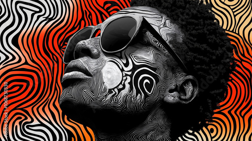 Modern African-inspired portrait with tribal patterns