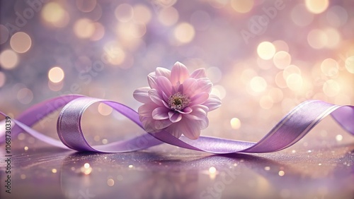 Long Exposure Purple Ribbon Flower Pink Background AI Photo