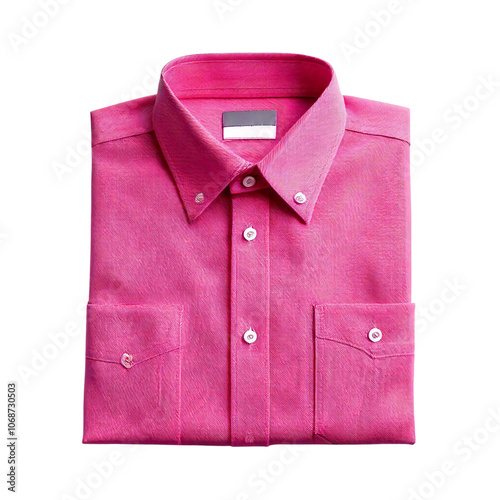 Light Pink Shirt with Pointed Collar and Button Details on a White Background